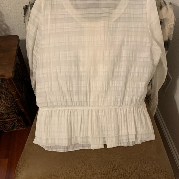 White Button Down Blouse with Ruffles - Picture 5 of 6